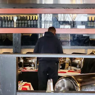 Where brunch food is set up.