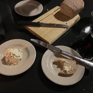 Homemade bread and honey butter