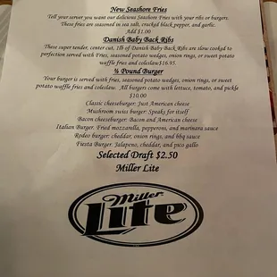 the menu for the grand valley inn