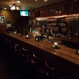 Comfortable Bar Area, and a nice selection of wine and spirits.