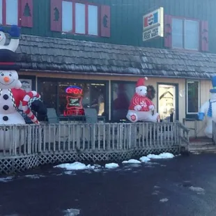 snowmen on the porch