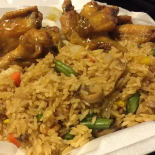 Honey mustard wings and fried rice