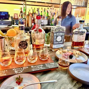 Bourbon tasting flight with included charcuterie.