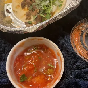 Salsa and carne asada tacos