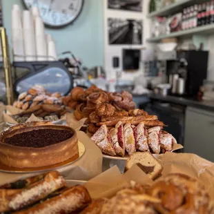 a variety of pastries on a counter