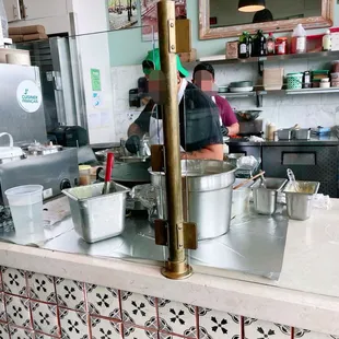 Kitchen staff hard at work.