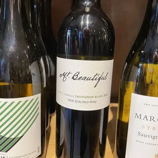 a variety of wine bottles