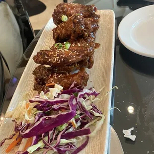 Wings to share. Great unique sauce made with kimchi