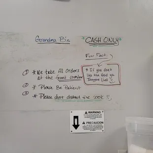 a whiteboard with instructions on it