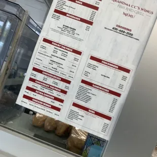a menu for a donut shop