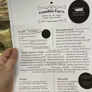 a menu for a restaurant