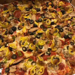 Our "supreme" pizza!  Delicious!