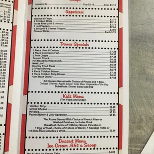 the menu