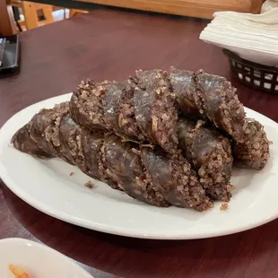 Sundae (blood sausage with vermicelli noodles) - huge portion!  Not too much flavor so used the salt that it came with