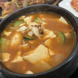 Sundubu - spicy soft tofu stew with squid