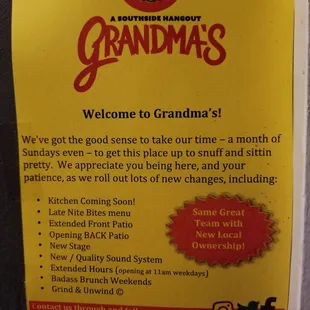 a sign for grandma's