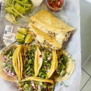 Tacos and quesadilla