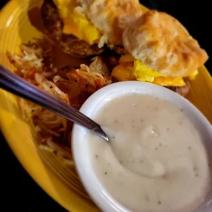 Grandma&apos;s biscuits with sausage.