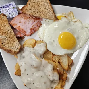 Ham home style breakfast