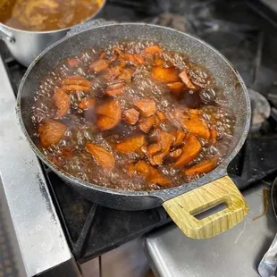 a frying pan on a stove