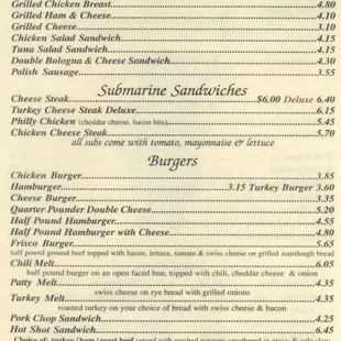 menu