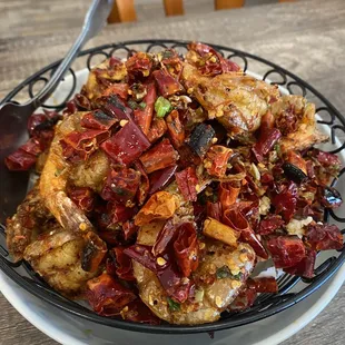 Shrimps with Crispy Rice Cracker()