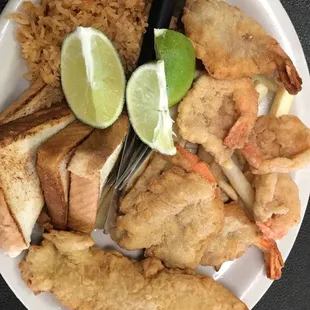 Fish and jumbo shrimp platter