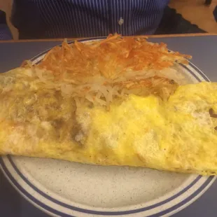 Number 6 (meat &amp; cheese omelet, hash browns)