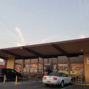 Parking in front; outdoor seating