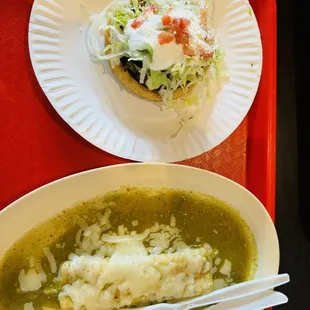 Cheese enchilada, sope de asada