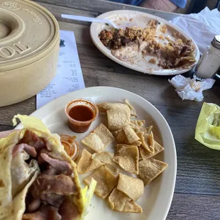 Breakfast Burrito, Machaca and Eggs Plate