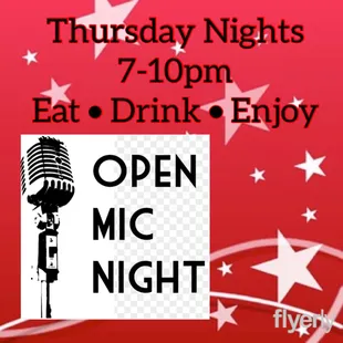 Open Mic Night every Thursday 7-10pm