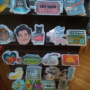 a display of stickers