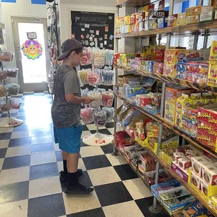 a man shopping for candy