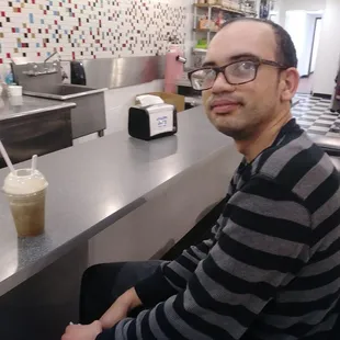 Enjoying a root beer float