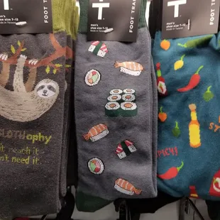 Not only do they have candy and the wall of soda, they have fun socks. Who doesn't want sushi socks?
