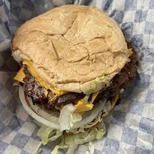 Small triple meat cheeseburger