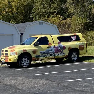 a truck parked in a parking lot