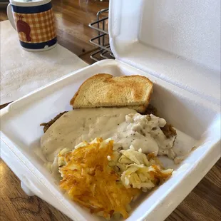 one half of the Chicken Fried Steak lunch