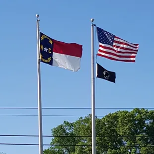 two flags flying in the wind