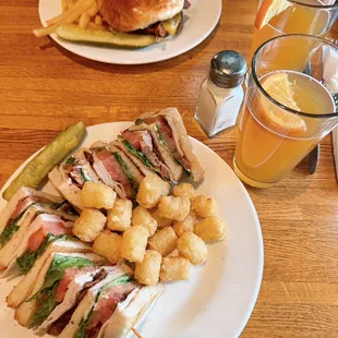 Turkey Club w/ Tots, The Grandpa Burger &amp; Blue Moon