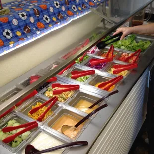Freshly served salad bar