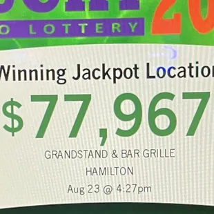 Another Big winner at the Grandstandbar.com