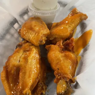 Wings with Buffalo Sauce.