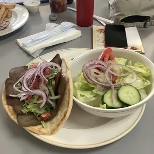 Gyro with a side salad