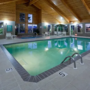 Relax in our indoor heated pool and whirlpool.