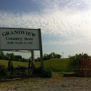 a sign for grandview country store