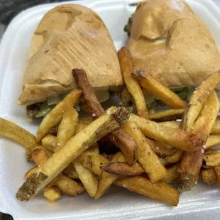 Philly steak and cheese with fries