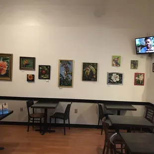tables and chairs in a restaurant