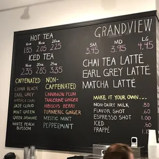 Tea menu!